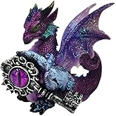 ICE ARMOR 4.5" H Purple Dragon Treasure Guardian Figurine Statue Sculpture Ornament Decoration Home/Room Decor Ideas for Housewarming, Holidays and Birthdays Great Collectible Addition