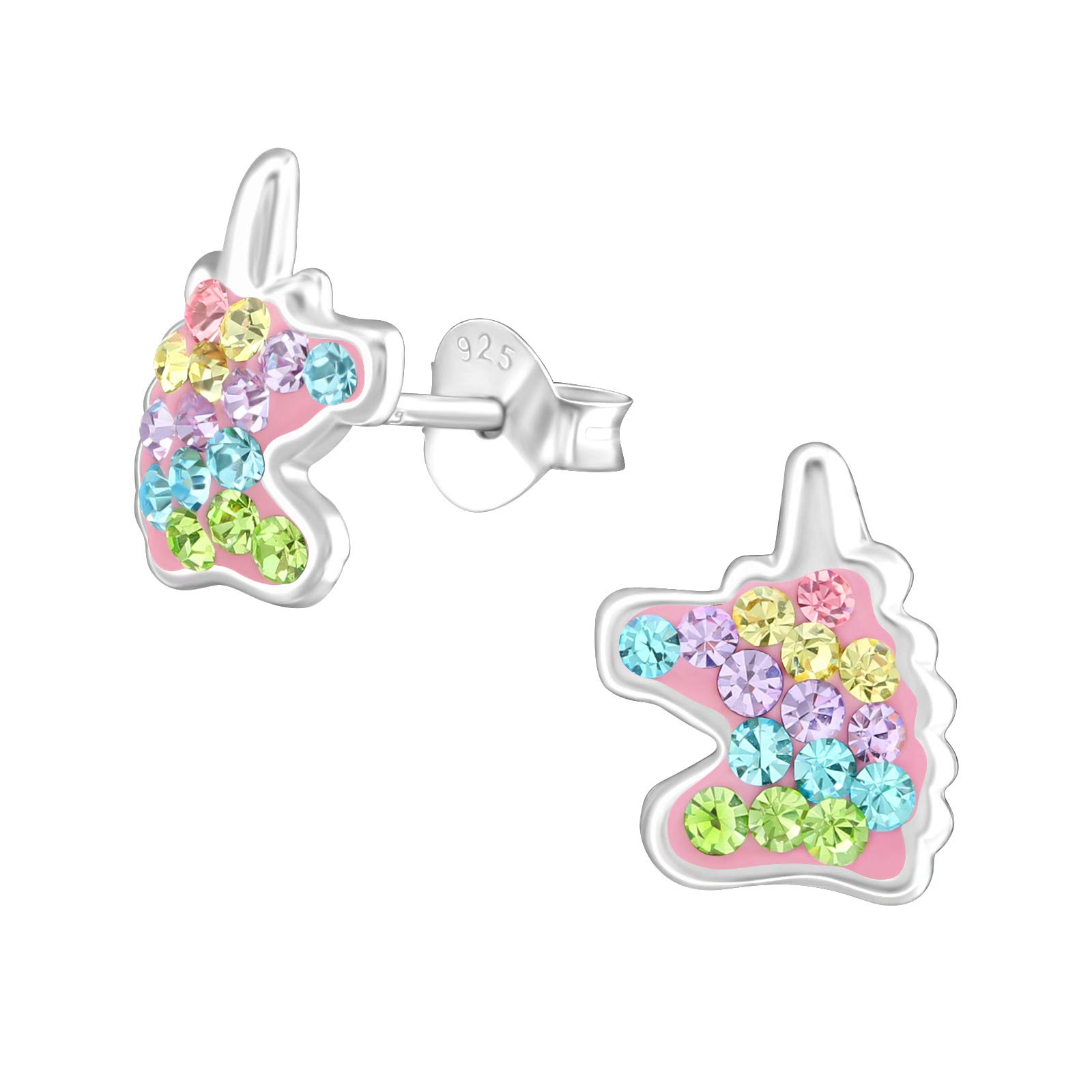 925 Sterling Silver Lightweight Hollow-Back Unicorn Stud Earrings for Women & Girls – Cute Fantasy Jewellery Gift Boxed