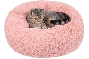 Geizire Anti Anxiety Round Fluffy Plush Faux Fur Warm Washable Cat Bed & Dog Bed, Washable Calming Cat Bed, Soft Cozy Cuddler Joint-Relief Dog Bed