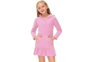 BesserBay Girl's Hooded Terry Beach Cover Ups Button Down Ruffle Bathrobe 3-14 Years