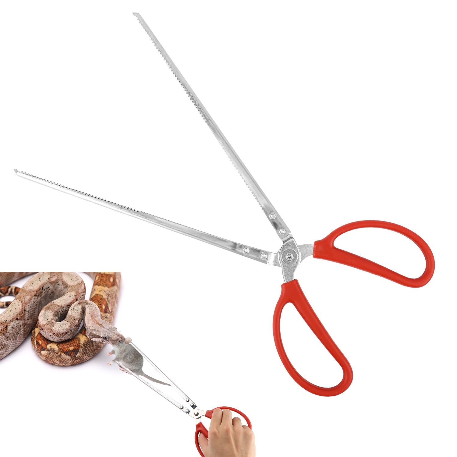 PEUTIER 14.8 Inch Reptile Feeding Tongs, Easy-Grip Snake Feeding Tongs Non-Skidding Extra Long Tweezers for Terrarium Axolotl Bearded Dragon Ball Python Tank Accessories