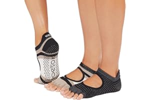 toesox Bellarina Half Toe Multi Pack - Grip Non-Slip Toe Socks for Pilates, Barre, Yoga, Ballet, Black, Charcoal, Echo