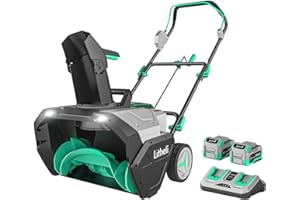 Litheli 2x20V Battery Powered Cordless Snow Blower, 20'' Brushless Electric Snow Thrower with Wheels, LED Lights, 180° Chute, Powerful Snow Removal Kit with 4.0Ah Battery and Fast Charger