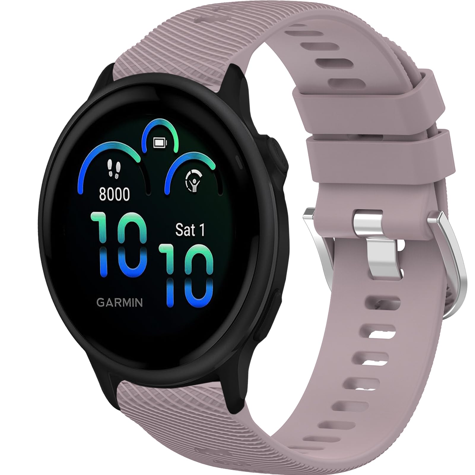 Wownadu 20mm Watch Strap Compatible for Garmin Vivoactive 6/5/3 Straps, Replacement Silicone Band Compatible for Polar Ignite 3/2/1, Unite/Pacer, Lilac (No Watch)