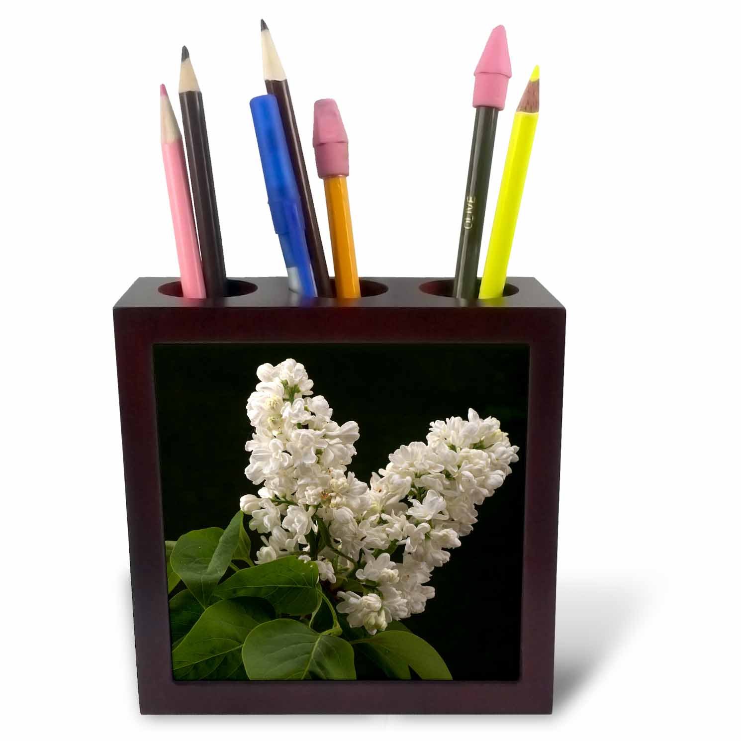 3dRose Lilac White Spring Flowers-Tile Pen Holder, 5-Inch (Ph_215162_1), 5 Inches