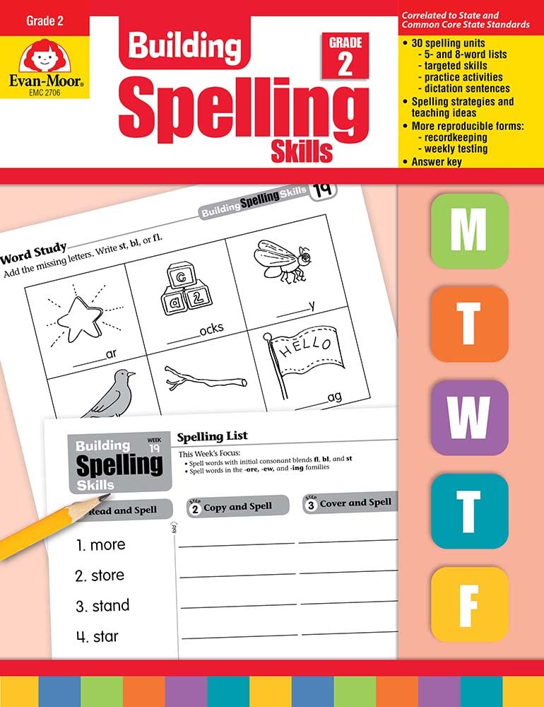 evan moor building spelling skills grade 2 homeschooling classroom resource workbook reproducible worksheets teaching edition spelling strategies reading and writing skills evan moor educational publishers 0023472027061 amazon com books