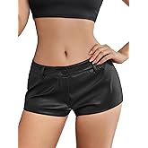 SweatyRocks Women's Vintage PU Leather Shorts Low Rise Club Party Shorts Streetwear