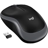 Logitech 910-002235 Wireless Mouse M185 | 12-Month Battery Life, 1000 DPI Optical Tracking, Ambidextrous, Compatible with PC, Mac, Laptop - Grey