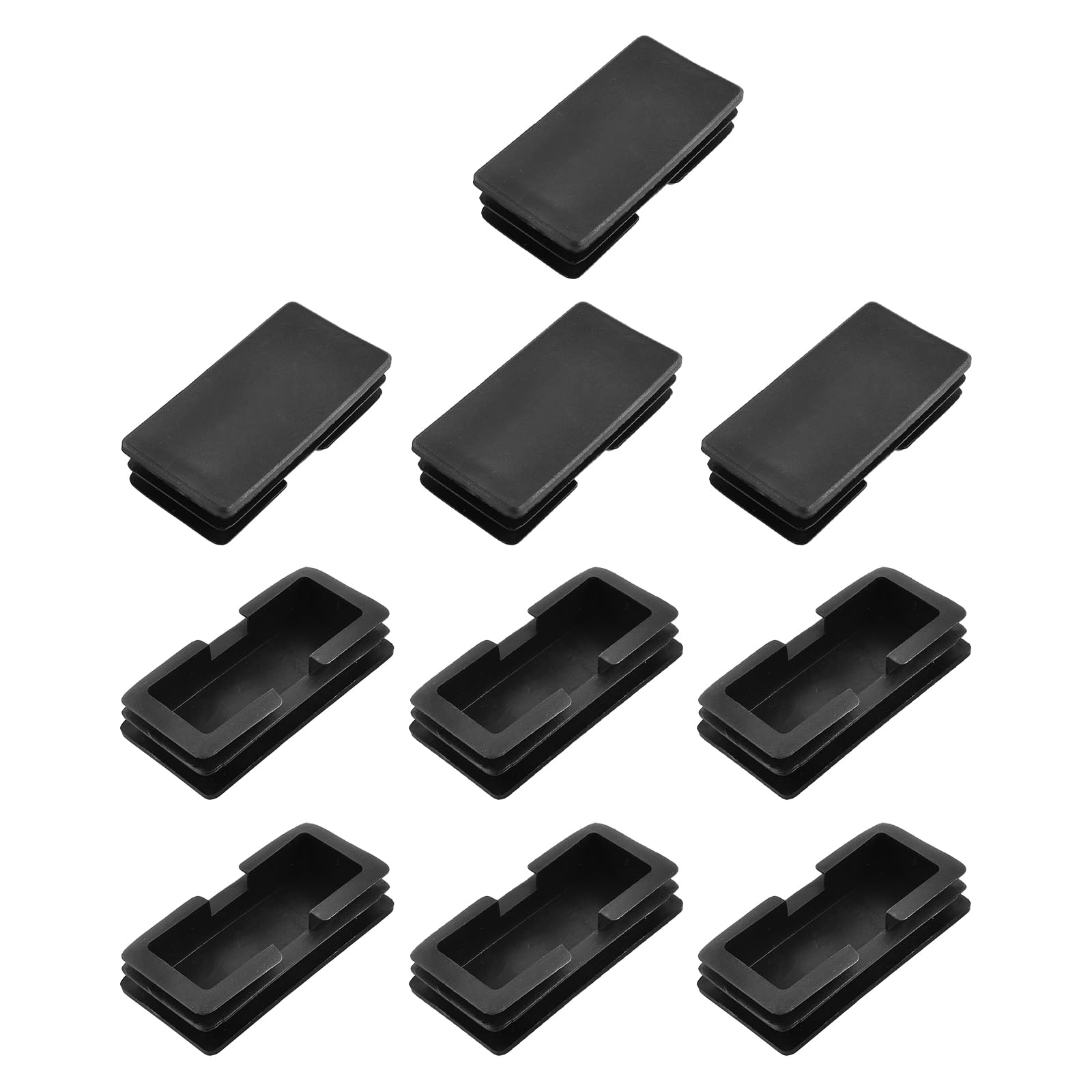 METALLIXITY Rectangle End Caps (100 x 50mm) 10Pcs, Plastic Rectangle Tube Inserts Threaded End Blanking Caps Protector - for Furniture Table Chair Legs, Black