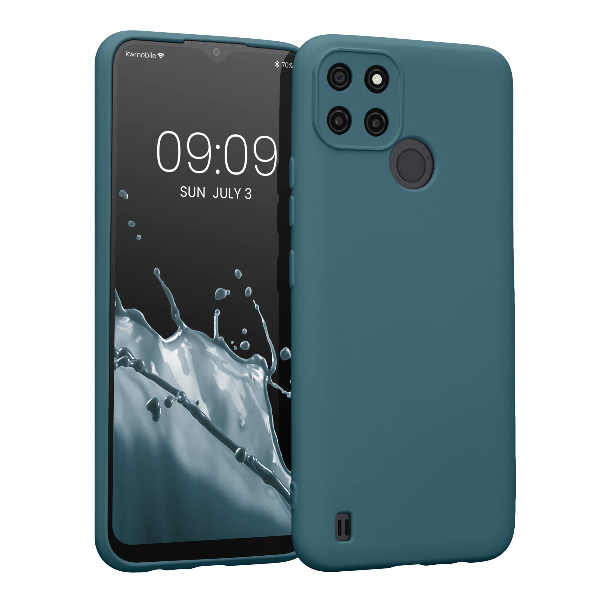 kwmobile Case Compatible with Realme C21Y / C25Y Case - Protective Slim TPU Cover with Soft Matte Finish - Teal Matte — image 1