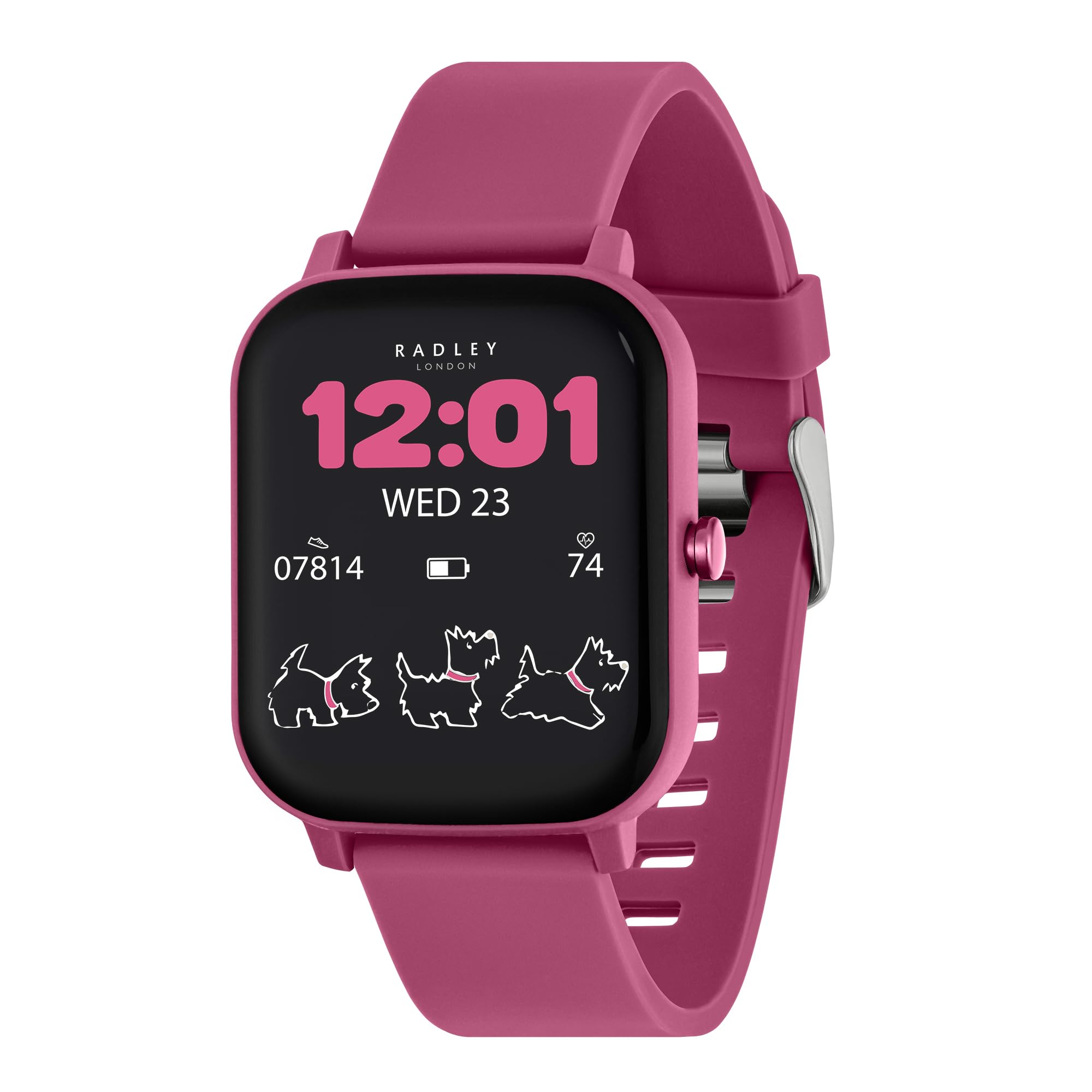 RADLEY Series 46 Smart Watch for Womens with Bluetooth Call, Health Fitness Tracker, Heart Rate, Sleep tracking, Cassis Silicone Strap