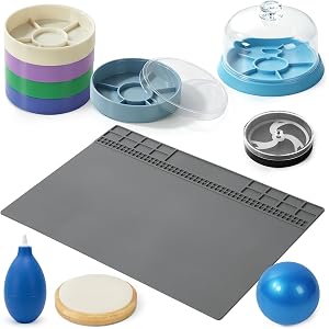 stufool 7 Pcs Watch Repair Kit with Watch Repair Mat, Parts Storage Box, Movement Dust Cover, Dial Storage Box, Dust Blaster,