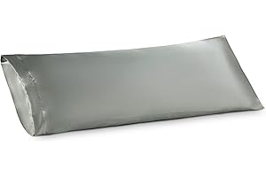 Bedsure Satin Body Pillow Cover 20x54 Inches - Grey Body Pillowcase for Hair and Skin, Cooling and Silky Long Body Pillow Case Cover,with Envelope Closure for Women