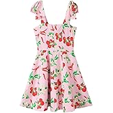 efvandoloe Summer Strappy Camisole Dress Women Lemon Floral Print Mini A-line Dresses