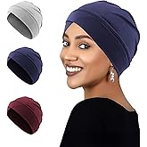 OPUHOHR 3PCS Hijab Undercap for Women, Muslim Inner Hijab Caps, Chemo Head Scarf Beanie Skull Cover Cap for Women Hair Loss