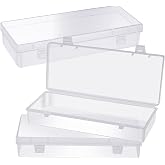 WLLHYF 3Pack Small Plastic Storage Containers with Hinged Lids, Rectangle Clear Plastic Storage Containers Box for Beads Jewelry and Crafts Items (6.1 x 2.56 x 1.18 Inch)