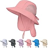 Outdoor Kids Sun Hats with Neck Flap Boys Girls Wide Brim UPF 50+ UV Protection Children Bucket Hat Safari Hat