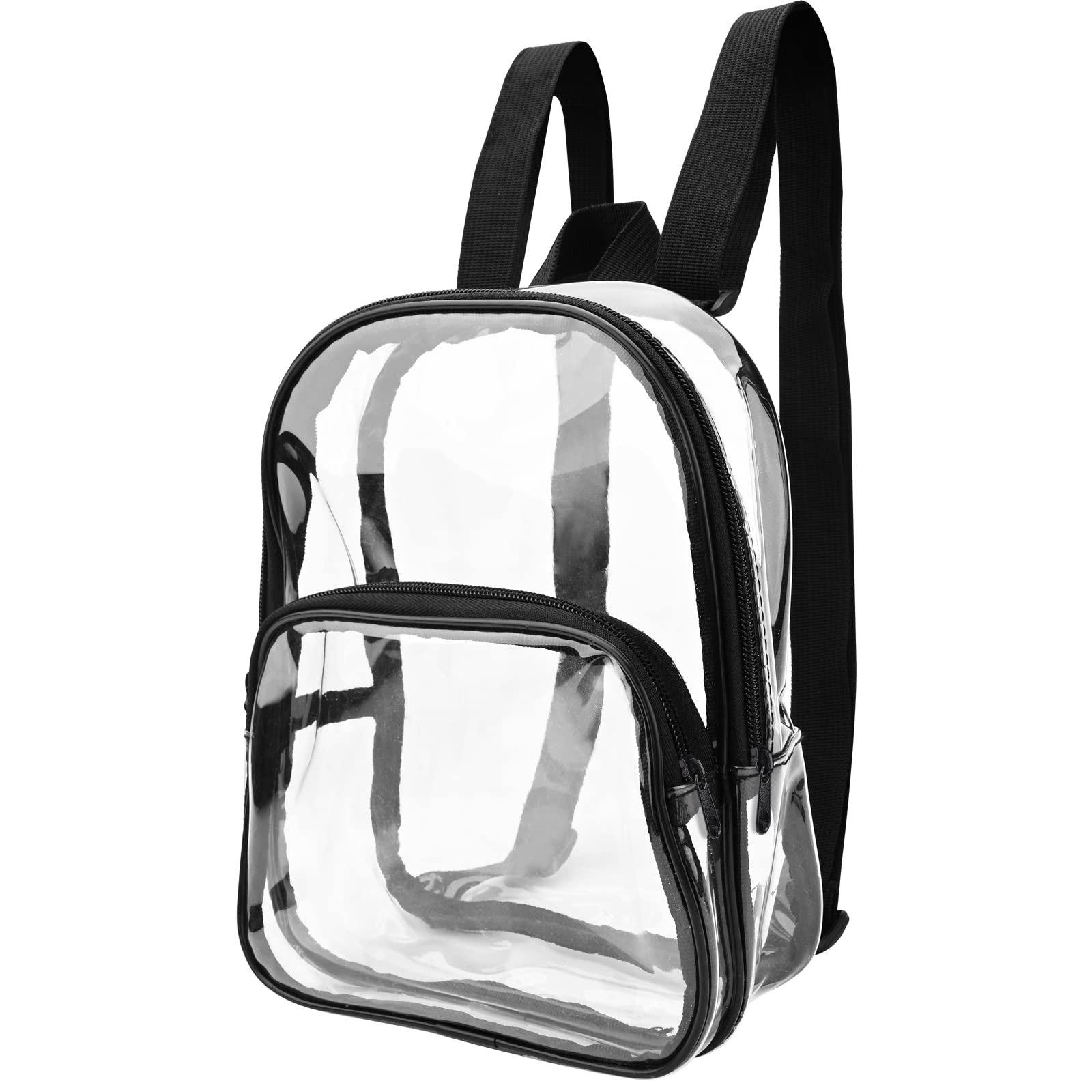 Mini Transparent Backpack 23*19*7cm PVC See Through Backpack Waterproof Clear School Rucksack Clear Casual Rucksack for Work Travel Sports Concert Unisex Transparent Casual Daypacks (S Black)