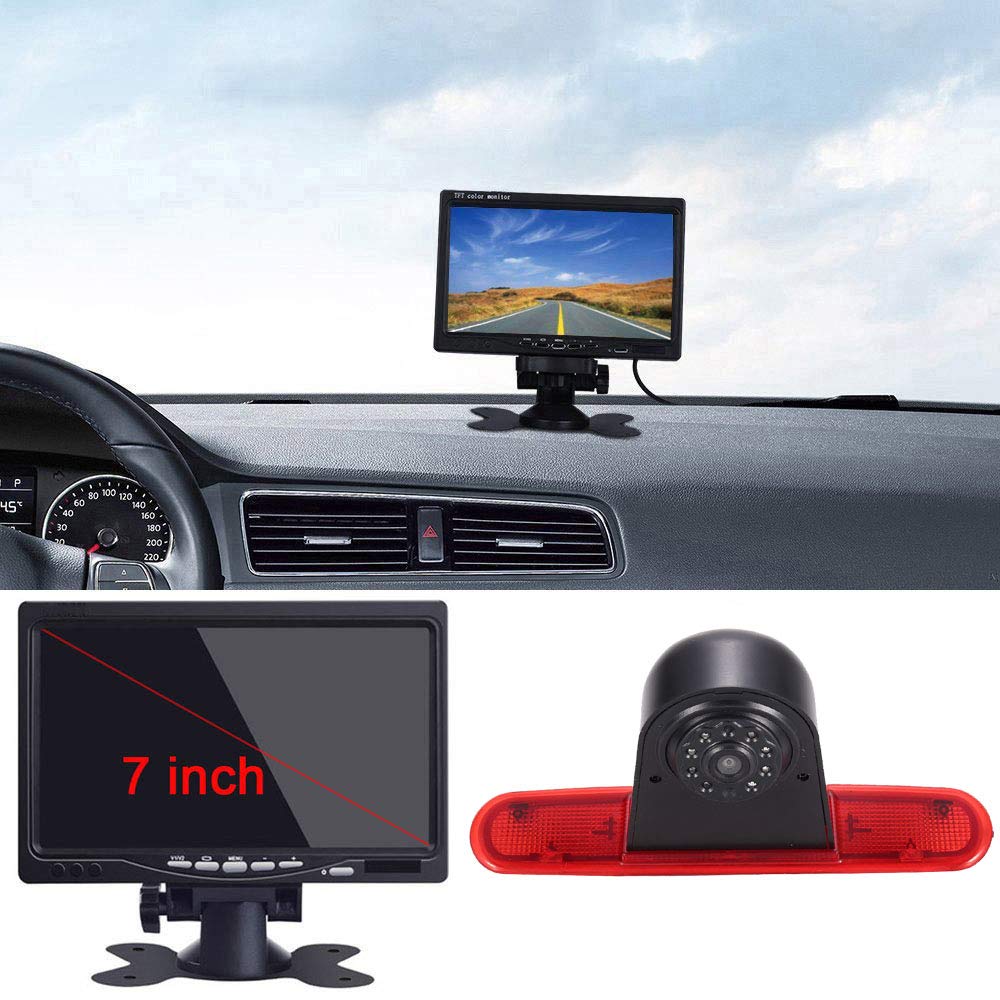【Parking Camera Kit】7'' Inch TFT LCD Screen Auto Monitor + HD IR Night Vision Brake Light Rear View Camera Backup Camera for Fiat Doblo 263 Van (2010-Present) / Opel Combo (2011-2018)