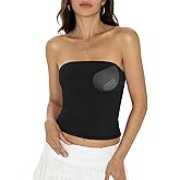 EasyGala Womens Padded Double Lined Tube Tops Non Slip Crop Strapless Bandeau Tops Sexy Going Out Tops Y2K Summer Outfit