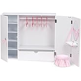 Our Generation - Wooden Wardrobe - 18-Inch Doll Accessories - Bedroom Closet Set - Dollhouse Furniture - Pretend Play - Toy f
