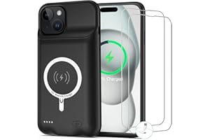 BOVSRT Battery Case for iPhone 15, [10000mAh] Enhanced Rechargeable Portable Protective Wireless Charger Case Battery Pack Support CarPlay Wireless Charging Case Compatible with iPhone 15 (6.1 inch)-Black