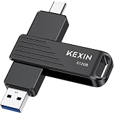 KEXIN 512GB USB C Flash Drive up to 1000MB/s Dual Thumb Drive 512G with Type-C and USB-A Connectors USB 3.2 Gen 2 USB Drive Swivel Memory Stick for iPhone 15/16/17, Smartphone, Tablet, Laptop