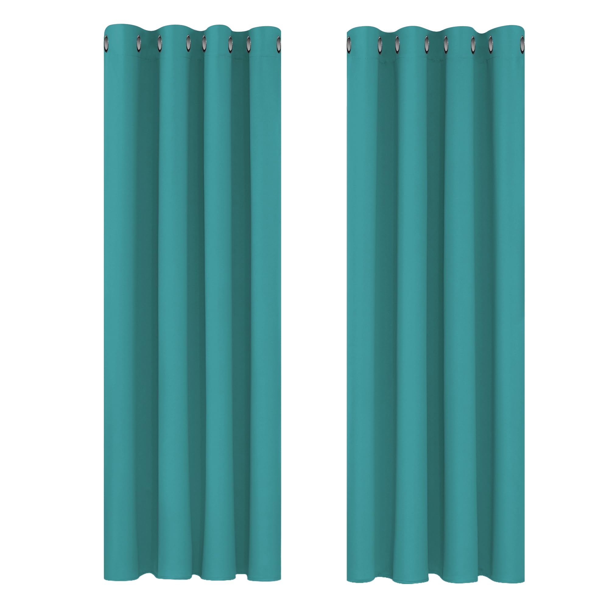 Deconovo Window Treatment Super Soft Solid Thermal Insulated Eyelet Bedroom Blackout Curtains for Kids Turquoise 46x84 Inch 2 Panels