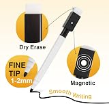 VEYLIN Small Whiteboard Pens 10Pcs Black Dry Wipe Fine Tip with Eraser view 2