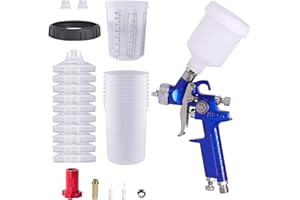 ROIKETU Mini Paint Sprayer with 10pcs 350ML Mixing Quick Cup,Spray Paint Gun Set Contain 1.0/0.8MM Nozzle for Car Painting,Furniture Surface Spraying (1.0mm)