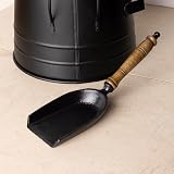 CHARLES BENTLEY Black Iron Coal Bucket Shovel Set Wooden Grip Handles view 3