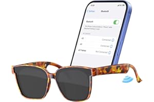 WEYRINICE Smart Glasses, Bluetooth Sunglasses for Women & Men, Open-Ear Audio, Built-in Speaker and Mic, Polarized Lenses, Voice Assistant Compatible (Leopard Print)