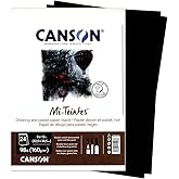 Canson Artist Series Mi-Teintes Pastel Paper, Black, Foldover Pad, 9x12 inches, 24 Sheets (98lb/160g) - Artist Paper for Adults and Students