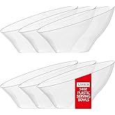 bUCLA 54 OZ Clear Plastic Serving Bowls (12 Pack) - Angled Serving Bowls Disposable for Chip&Candy - Party Table Salad and Fruit