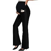 GLAMIX Women's Stretch Maternity Bootcut Jeans with Pockets Over The Belly Bell Bottoms Flare Denim Pants Pregnancy Clothes