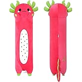 PEACH CAT Long Dragon Fruit Axolotl Stuffed Animal Kawaii Pitaya Axolotl Plush Pillow Toy for Girls and Boys 34"