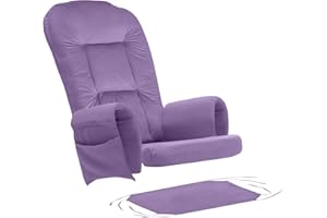 BECHAEO 5PCS Velvet Glider Rocker Replacement Cushions with Ottoman Cover Soft Thicken Rocking Chair Cushion Set for Indoor Nursery Glider Rocking Chair, Lavender