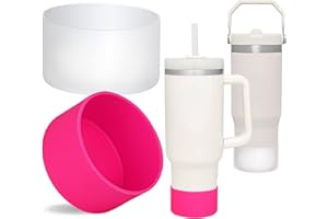QIANHAI Silicone Boots for Stanley Quencher Adventure 40oz Tumbler with Handle & Stanley IceFlow 30oz 20oz, Sport Water Bottle Accessories (1Clear1RoseRed)
