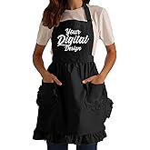 TEEAMORE Custom Ruffle Apron Digital Print Kitchen Cooking Baking Grilling Cleaning Costume Women's Apron