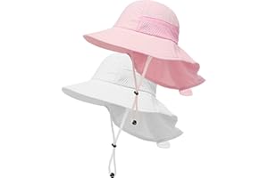 HONGTEYA Toddler Baby Sun Hat Kids Summer UPF 50+ for Boys Girls Adjustable Beach Hats with Bucket Wide Brim Age 1-7 Years