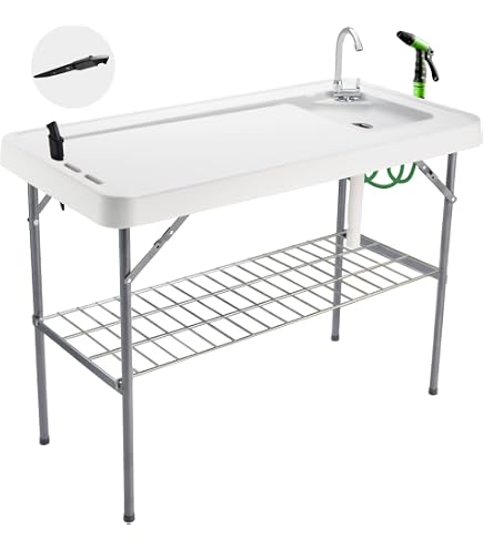 Portable Folding Table with Sink, Fish Cleaning Station, Hunting & Game Processing Table, Camping Kitchen Prep Tables, Fish Cleaning Tables Portable Sink Folding Hunting Camp Table Prep Station : Sports &