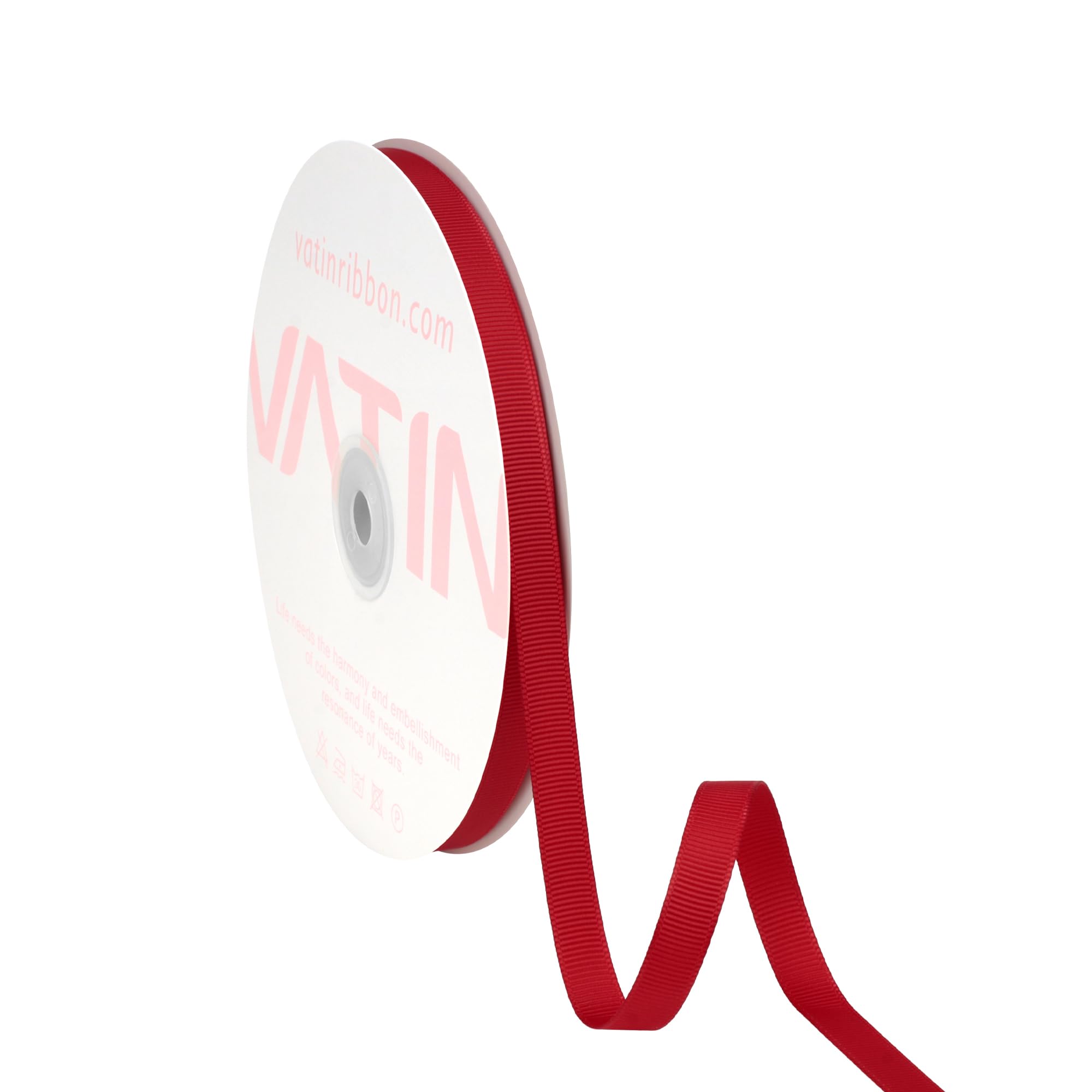 VATIN Solid 10mm X 45 Metres Red Grosgrain Ribbon 23 Metres Each Roll Perfect for Crafts, Wedding Decor, DIY Hair Accessories, Sewing, Gift Package Wrapping and More