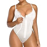 SHAPELLX Lace Bodysuit for Women Tummy Control Shapewear Backless Body Suits One Piece Body Shaper Thongs