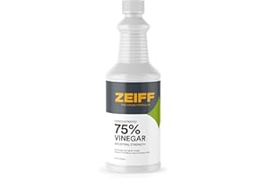 Zeiff 75% Vinegar - Cleaning Vinegar for Home & Laundry - Industrial Vinegar Concentrate to Descale Mineral Deposits - Horticultural Vinegar Agricultural Vinegar - Industrial Strength Vinegar 32 Oz