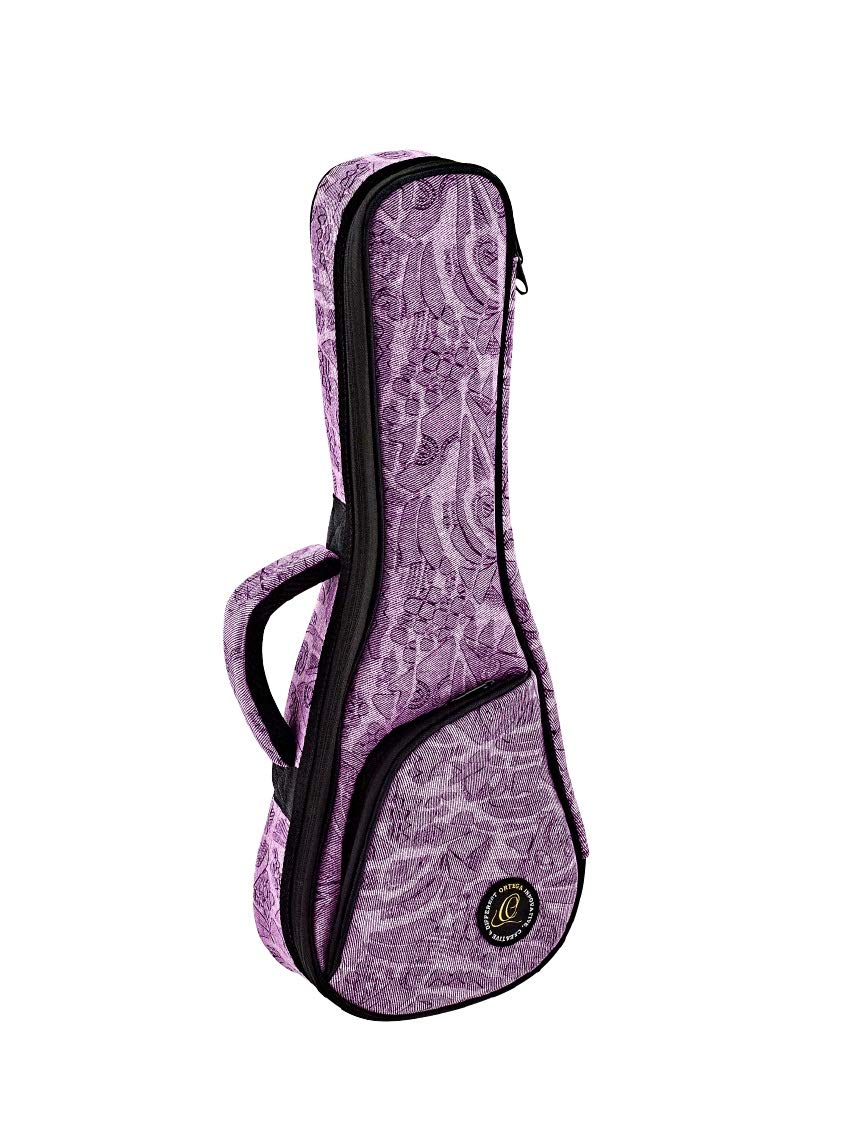 Ortega Guitars Jean Ukulele Gigbag - Soprano Ukulele Bag - Height 56 cm - Width 19 cm - With Shoulder Straps - Cotton / Canvas, Purple (OUB-SO-PUJ)