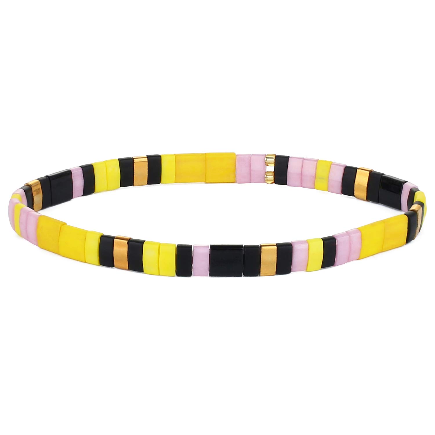 KELITCH Colorful Friendship Stretch Bracelets Candy Miyuki Beads Bracelets Mixed Strand Jewelry - 03C