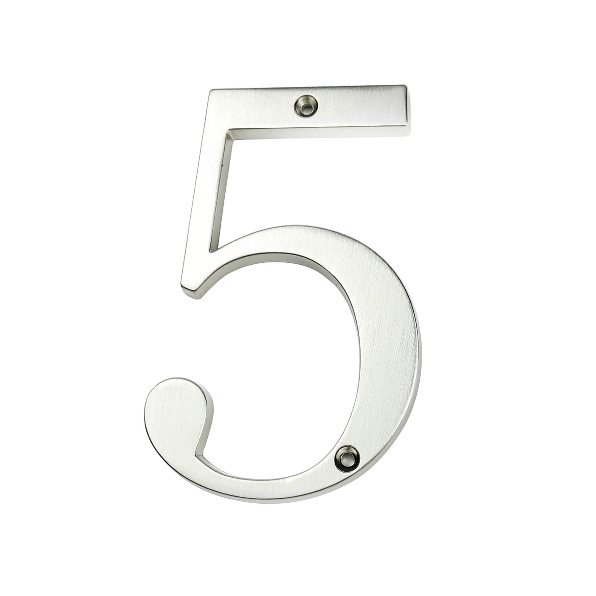 HASWARE House Number Sign 4 inch (10 cm) Modern Door Numbers Signage Plaque Street Home Address Numerals Zinc Alloy (5, Silver)