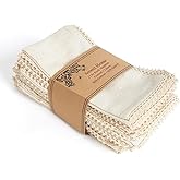 ACCENTHOME Natural Cloth Napkins Set of 12 18x18 inch Cotton Dinner Napkins - Washable Soft Premium Hotel Quality Reusable Napkins Perfect Table Napkins for Family Dinners, Weddings & Everyday Use