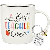 YHRJWN Teachers Appreciation Gifts, Teacher Gifts for Women, Best Teacher Ever Mug, Thank You Teachers Gift for Graduation End of Year Christmas Birthday, 12 Oz