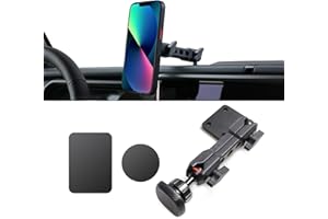 RERPRO Dash Cell Phone Mount Magnet Holder Compatible with 2024 Jeep Wrangler JL Interior Accessories 360° Adjustable Dashboard Smart Phone Holder 1 Pack Black Magnetic
